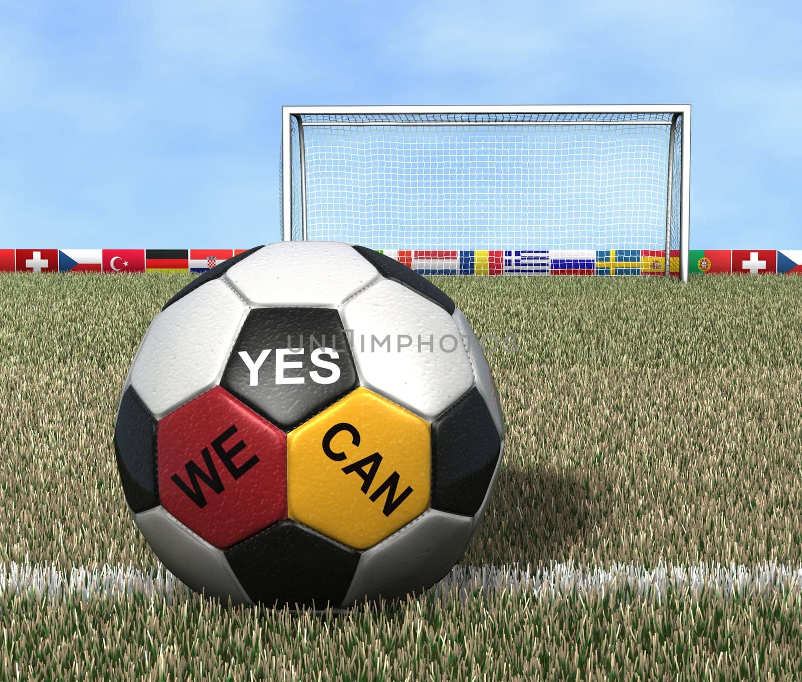 National football in front of goal