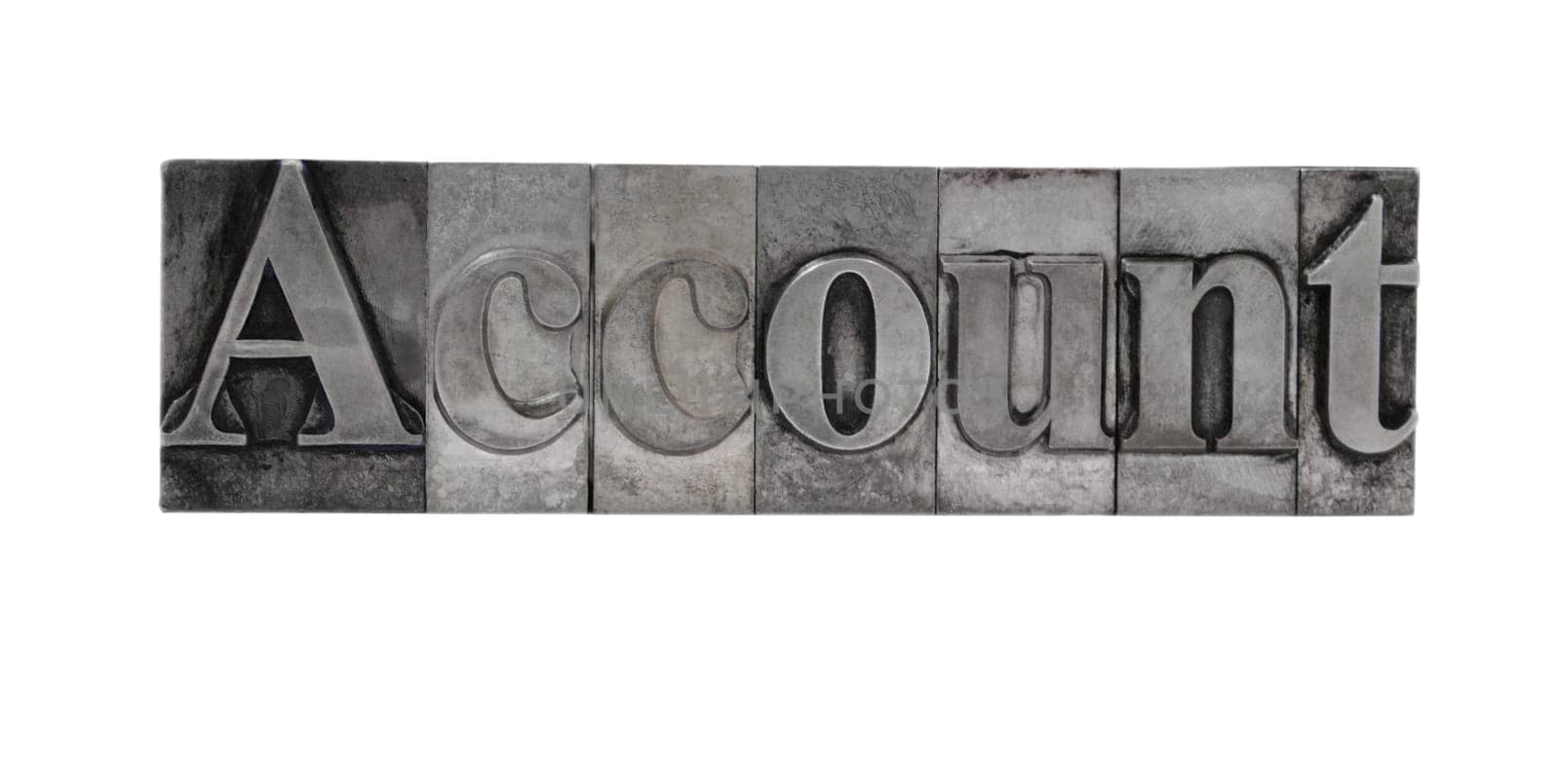 account in old metal type
