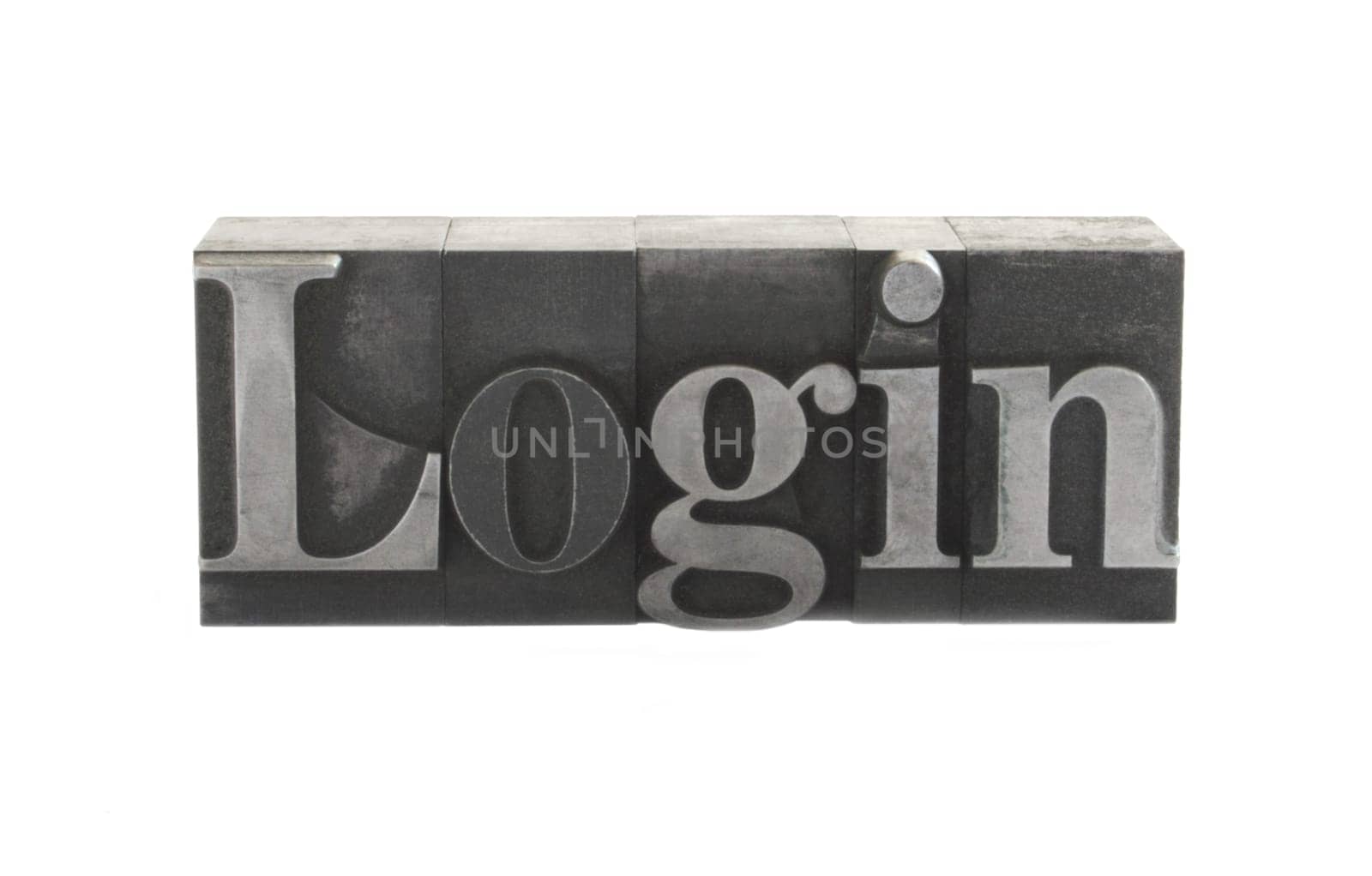 login in old metal type