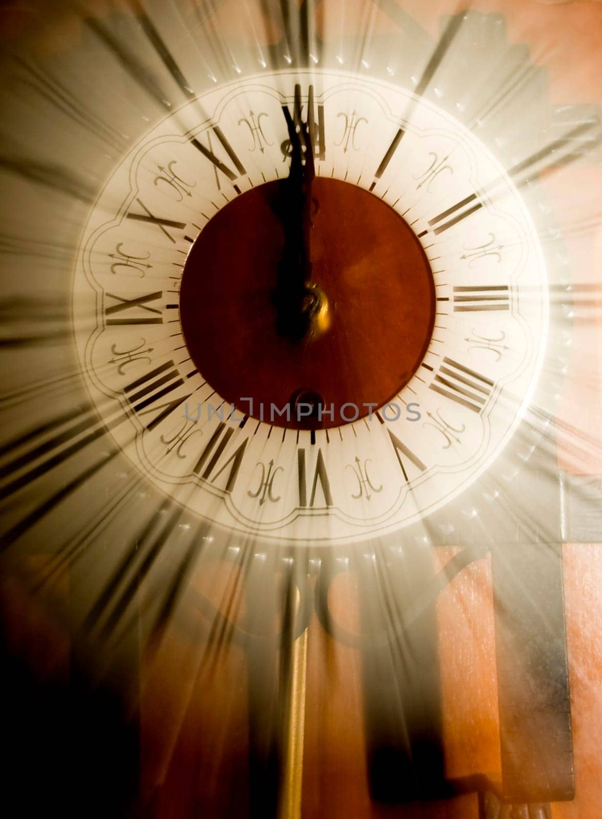 Vintage clock blurred in
