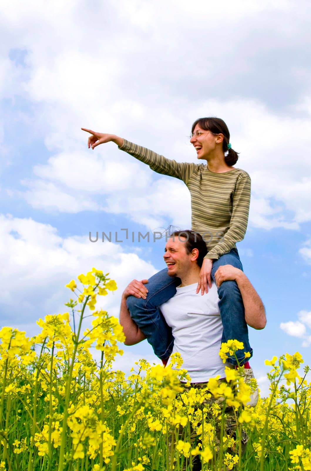 Young casual couple enjoying spring