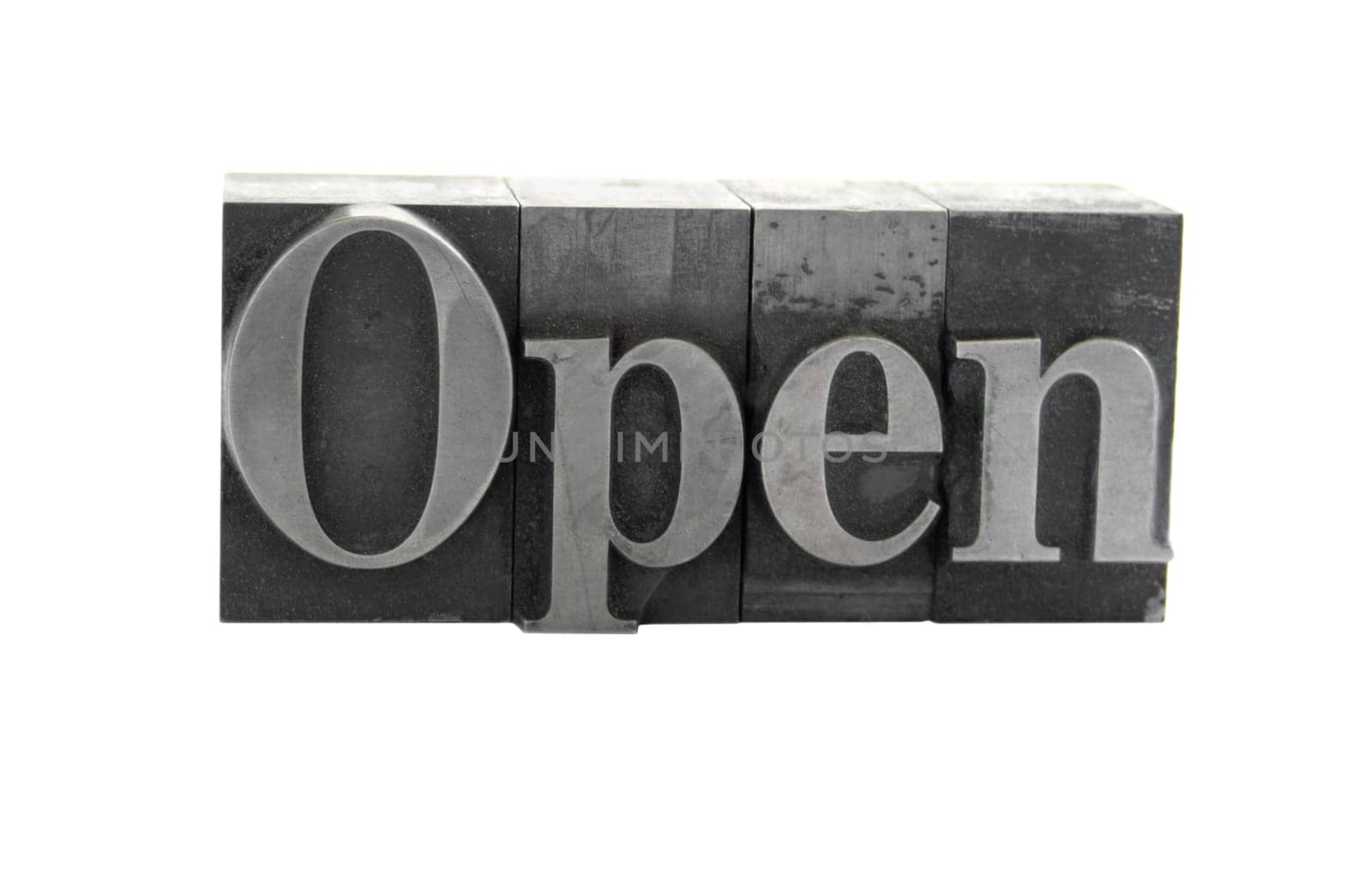 open in old metal type
