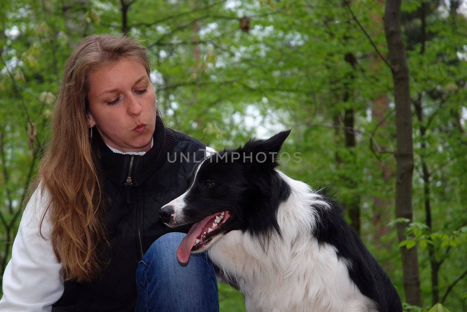 Woman with Border Collie