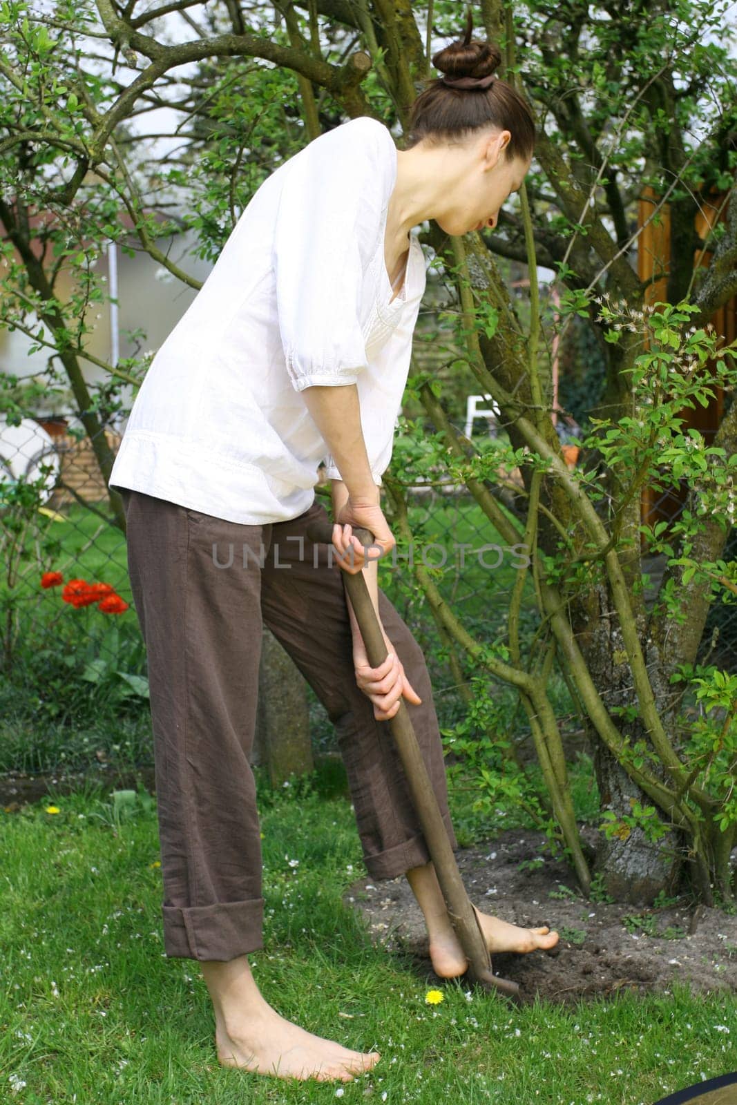Gardening with shovel