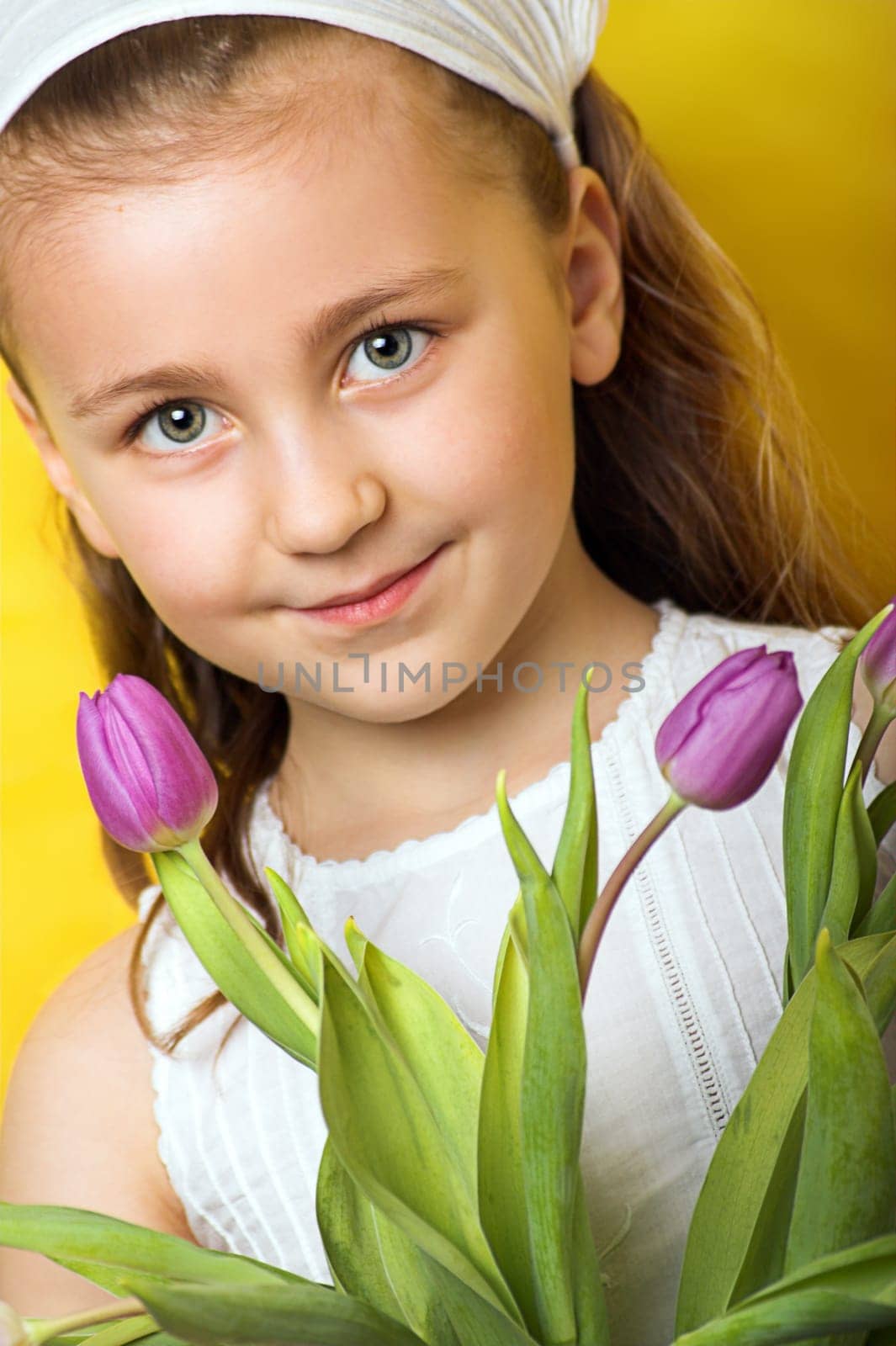 Girl with tulips
