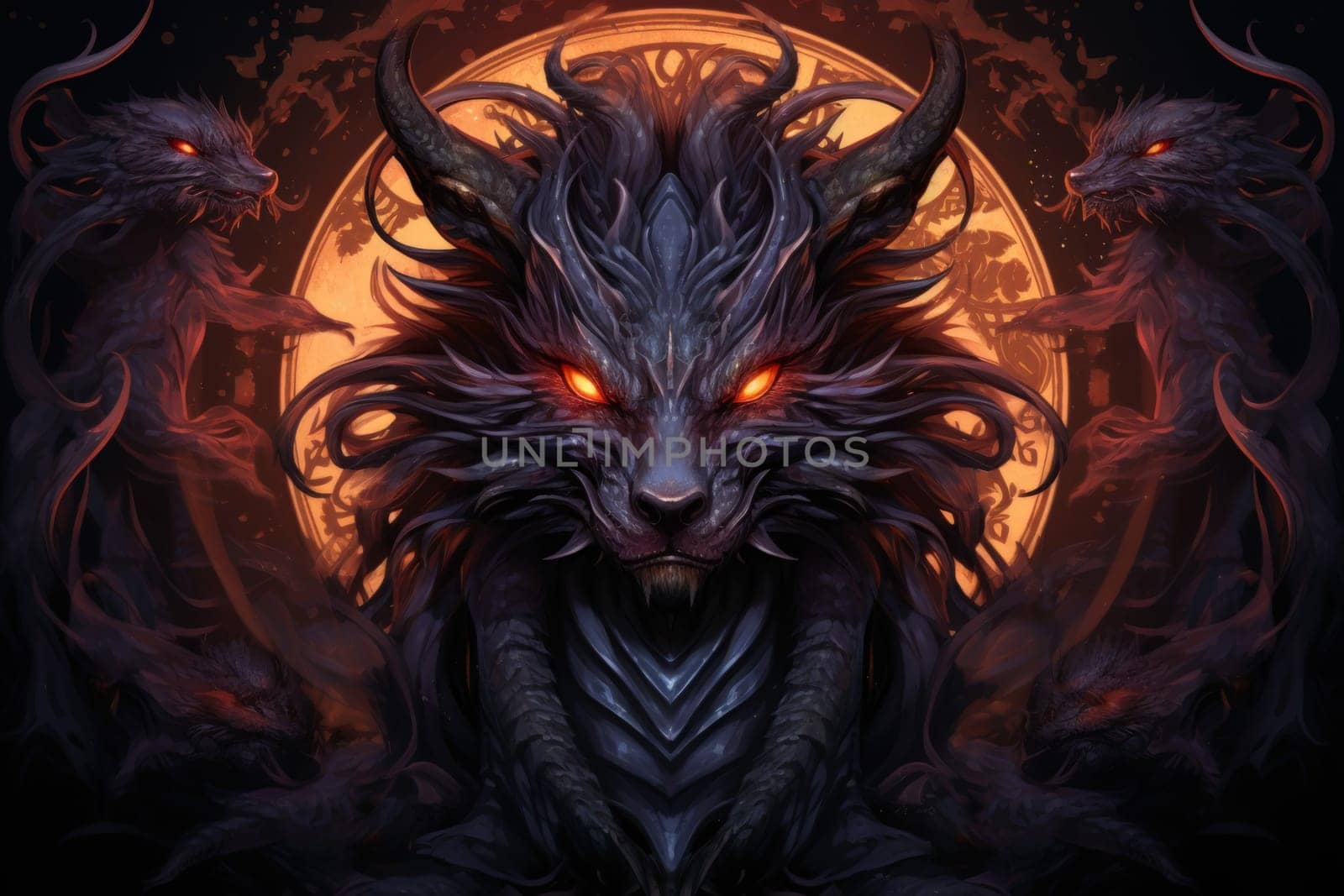 In the realm of fantasy, ferocious shadow dragons dominate the skies, their majestic forms wreathed in darkness.