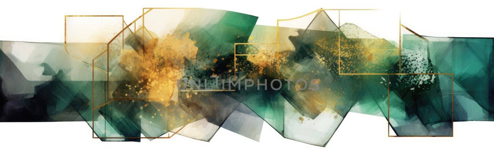 Abstract watercolor artwork mixed with buzzy geometric shapes for background of social media banner generative AI image