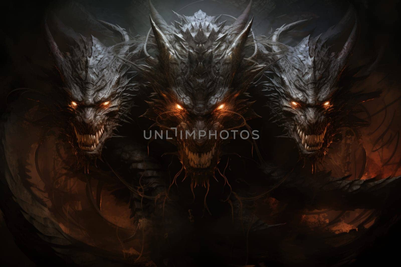 In the realm of fantasy, ferocious shadow dragons dominate the skies, their majestic forms wreathed in darkness.