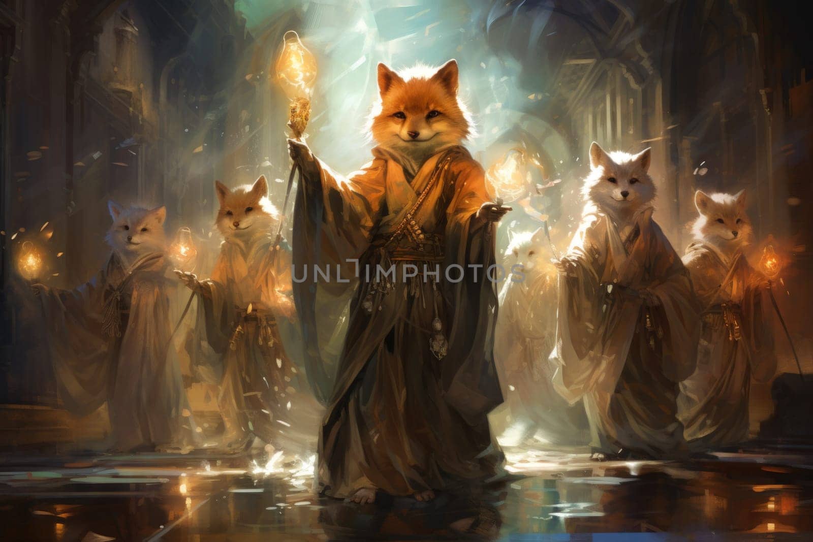 Enter the enchanting realm of the curious spirit foxes, mystical creatures that possess the ability to effortlessly traverse between the ethereal spirit world and the tangible physical realm.