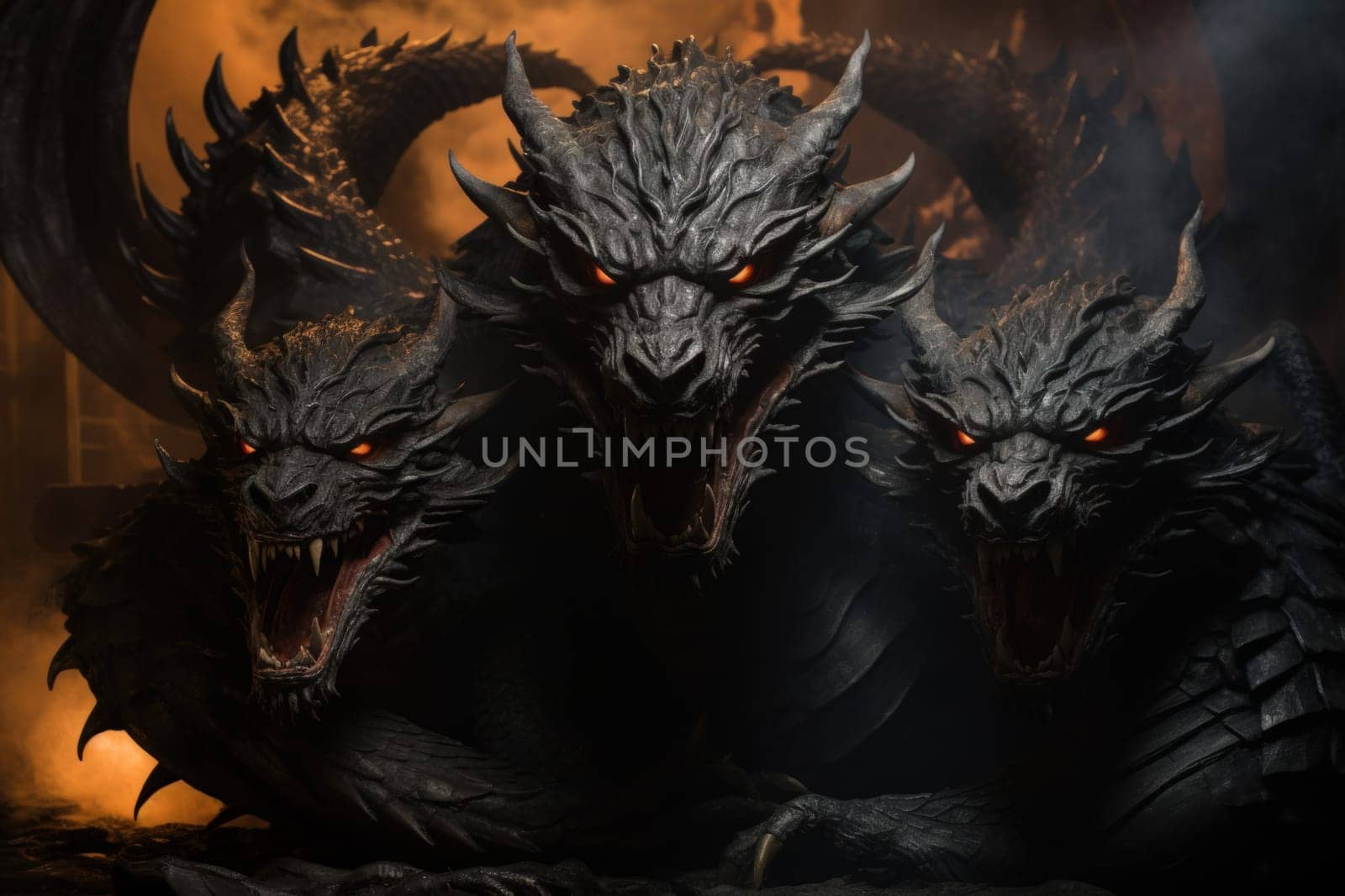 In the realm of fantasy, ferocious shadow dragons dominate the skies, their majestic forms wreathed in darkness.