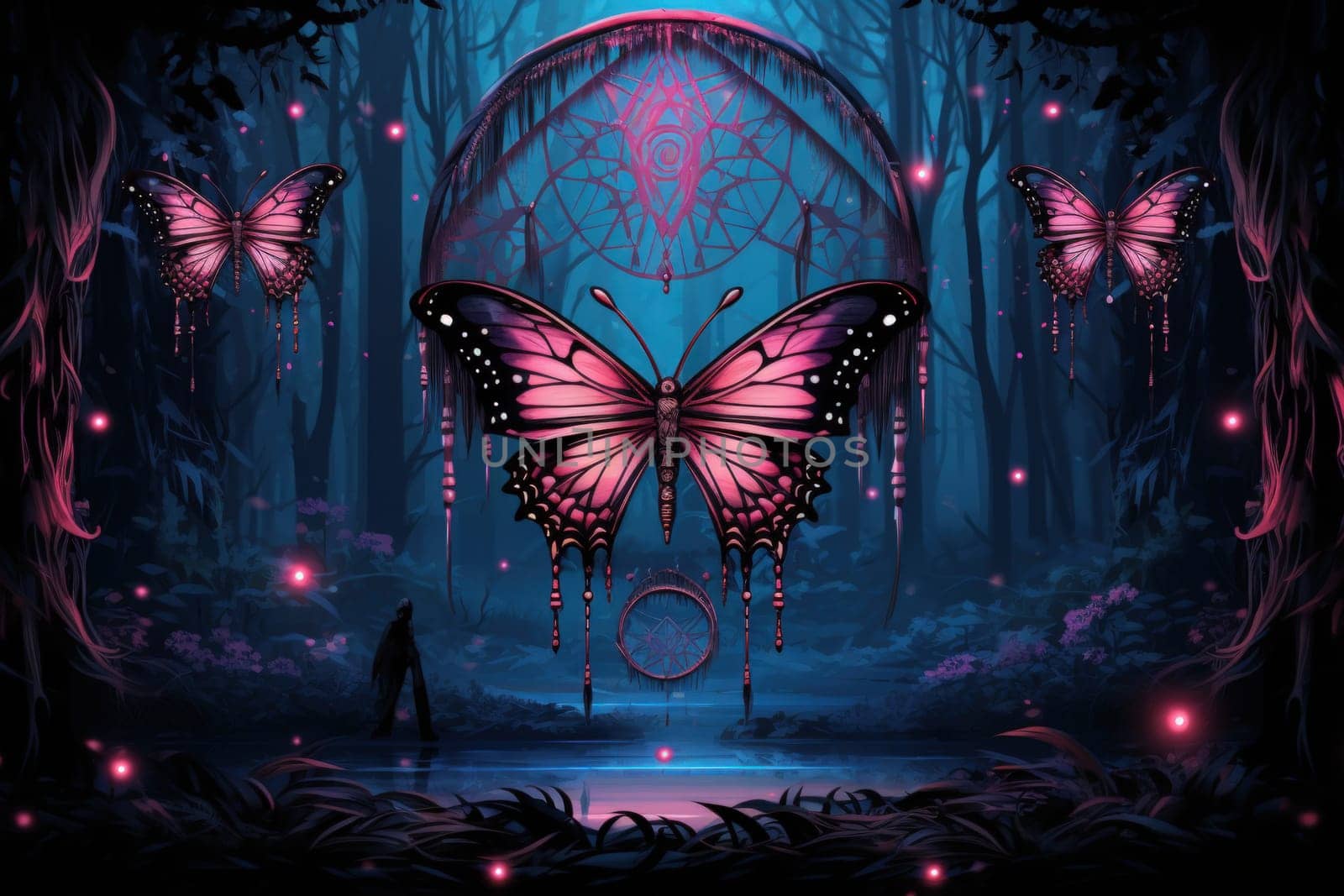 Immerse yourself in the magical realm of fantasy with this enchanting illustration of gossamer-winged dreamcatchers.