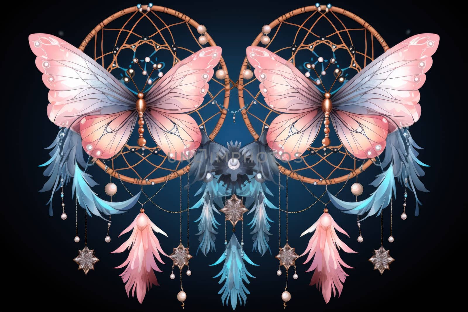 Immerse yourself in the magical realm of fantasy with this enchanting illustration of gossamer-winged dreamcatchers.