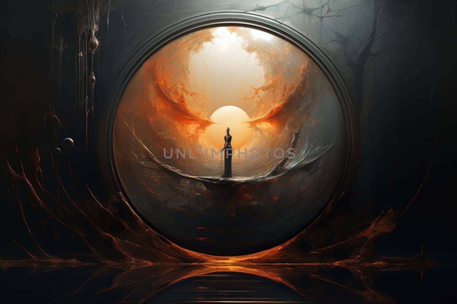 In the realm of fantasy, cursed mirror spirits are bound, their ethereal existence trapped within reflective surfaces.