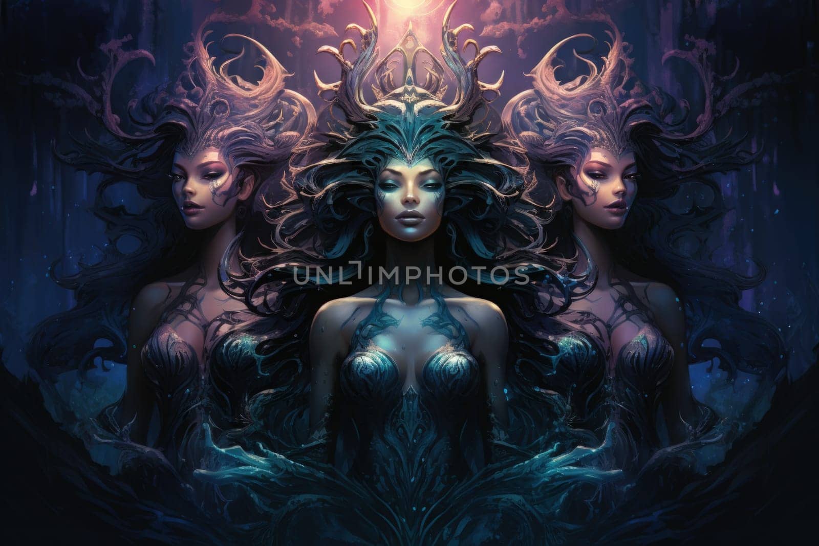 Imagine a mystical world where ethereal mermaids gracefully swim with flowing sapphire tails, enchanting all who gaze upon their mesmerizing beauty.