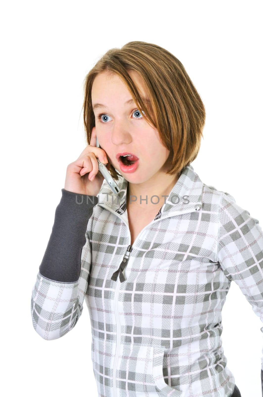 Teenage girl talking on phone