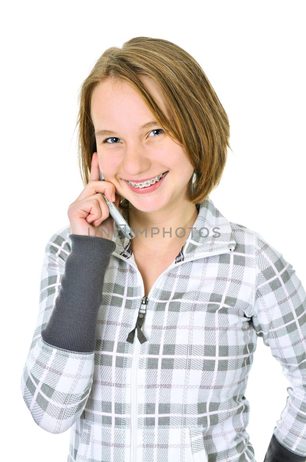 Teenage girl talking on phone