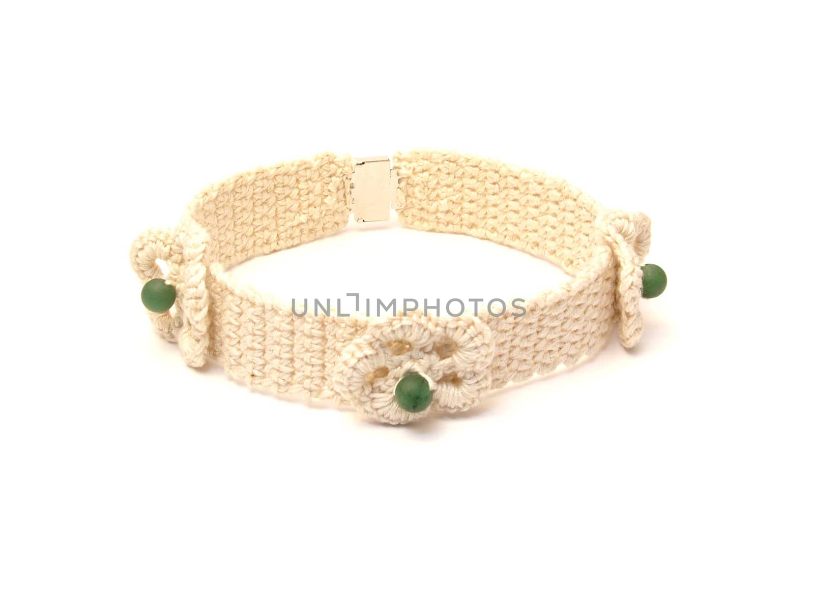 Homemade crocheted choker with white crochet flowers