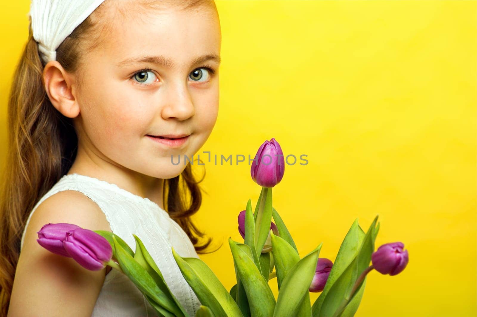 Girl with tulips