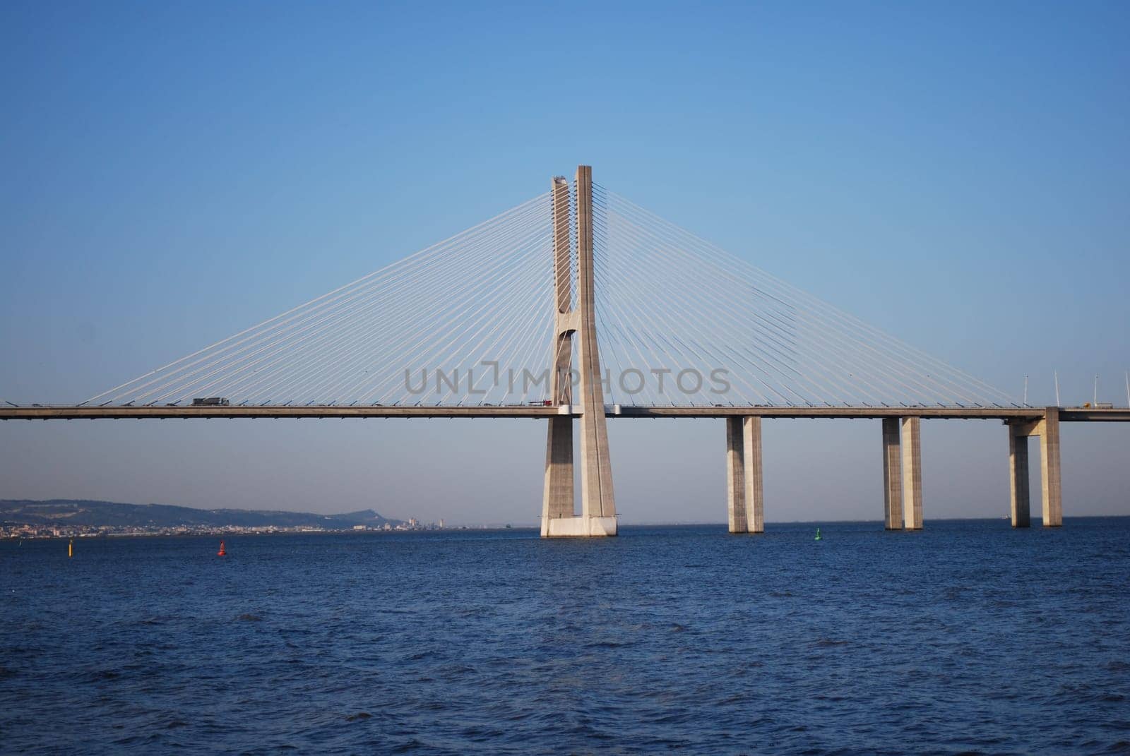 Vasco da Gama Bridge over River Tagus in