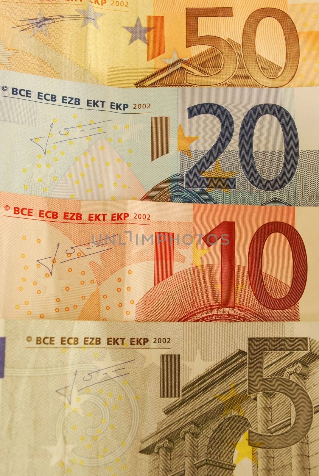 50, 20, 10 and 5 Euro Bills