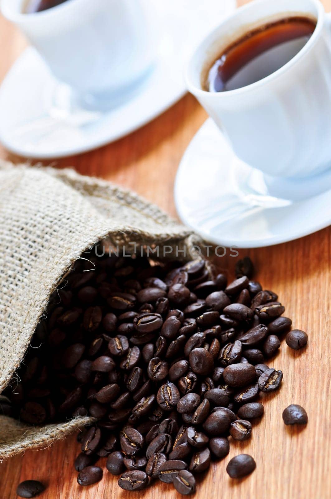 Coffee beans and espresso