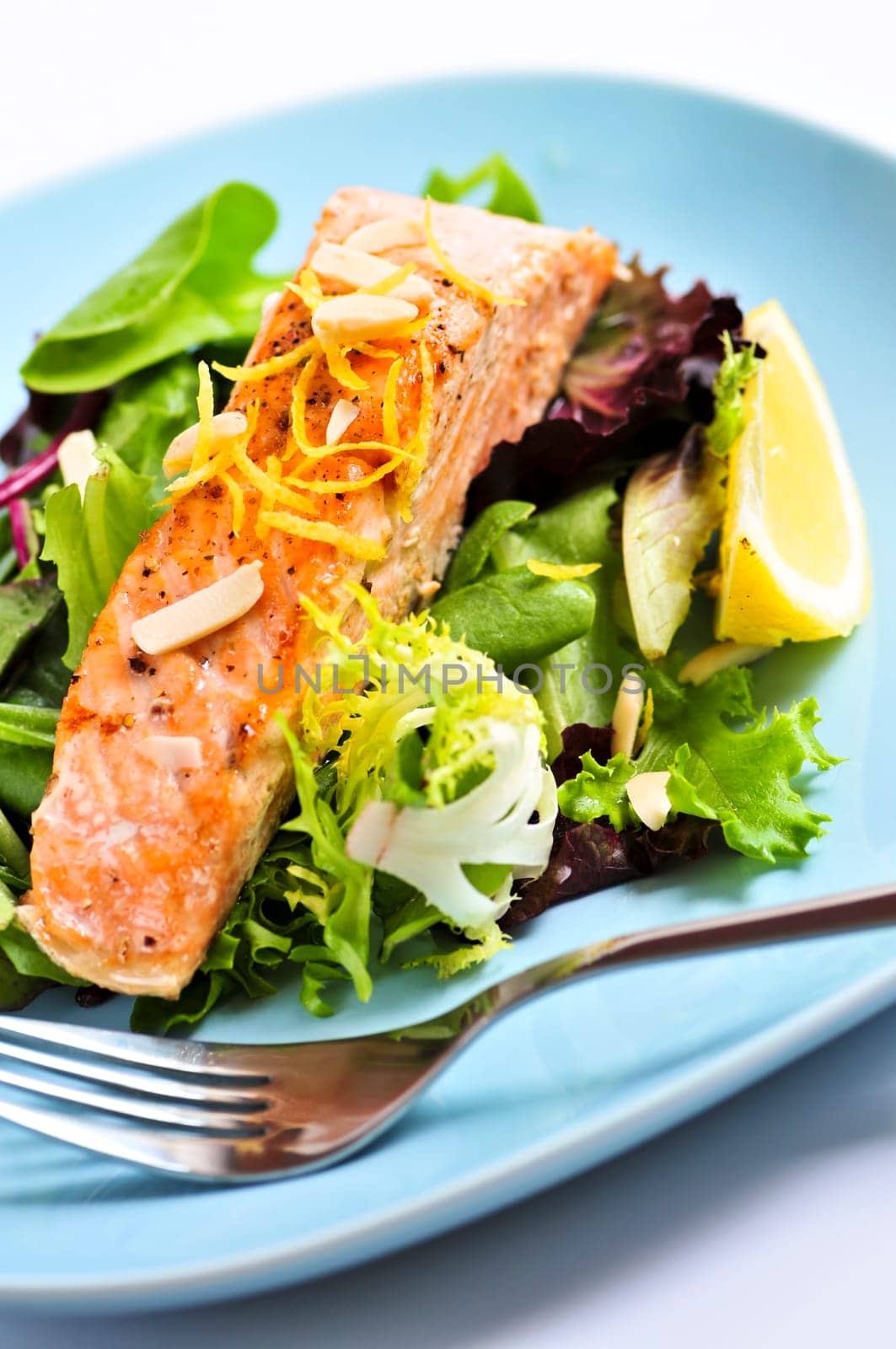 Salad with grilled salmon