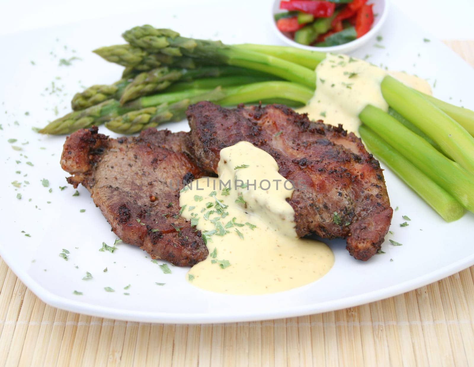 Meat with asparagus