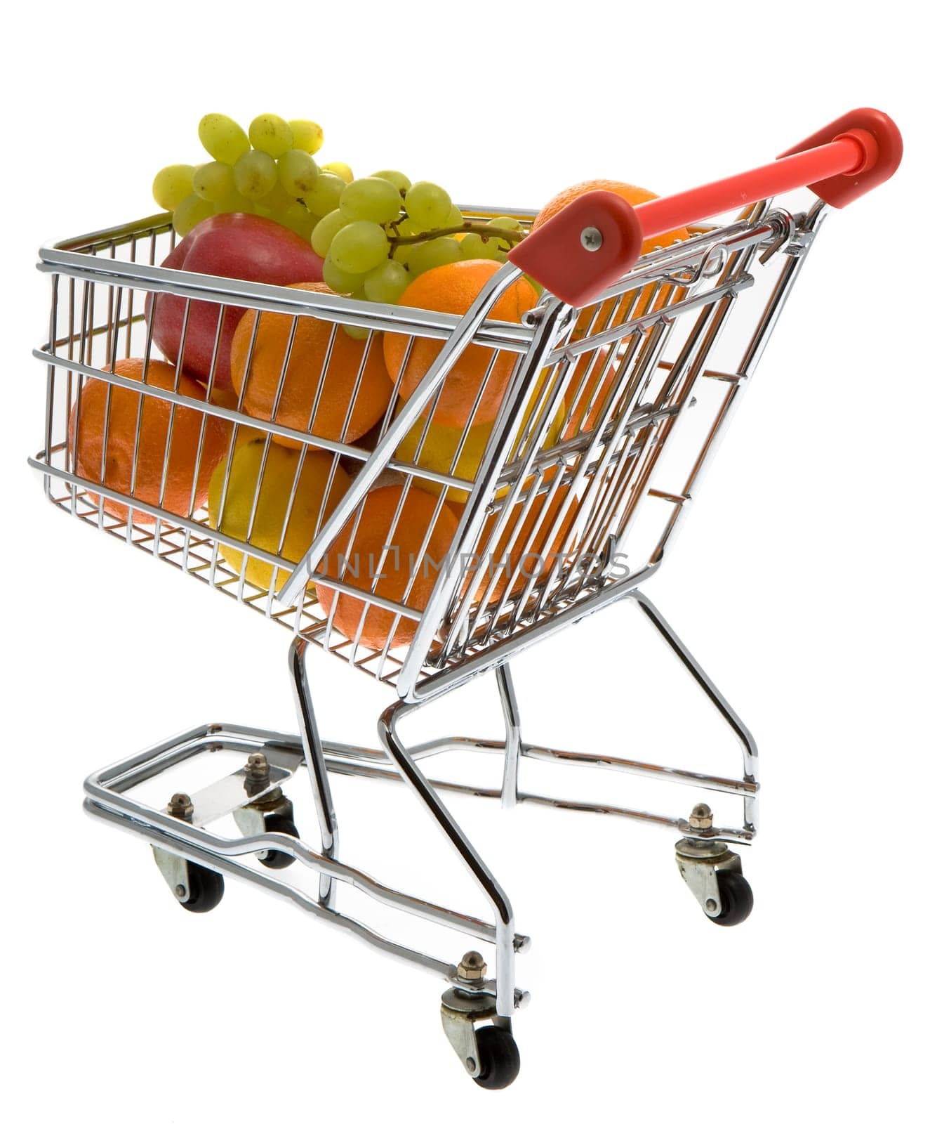 Shopping trolley with fruit,supermarket