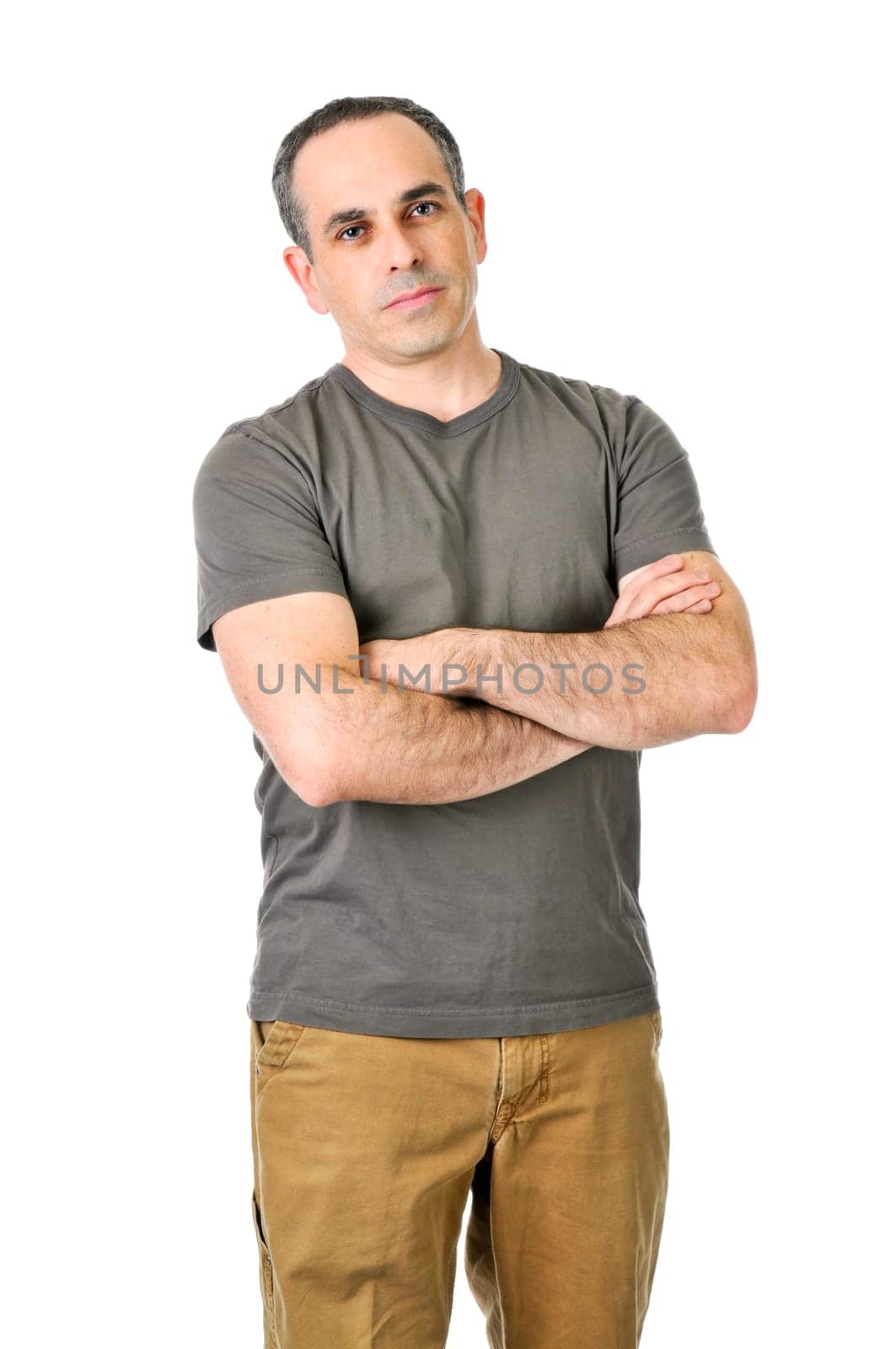 Stern father with crossed arms