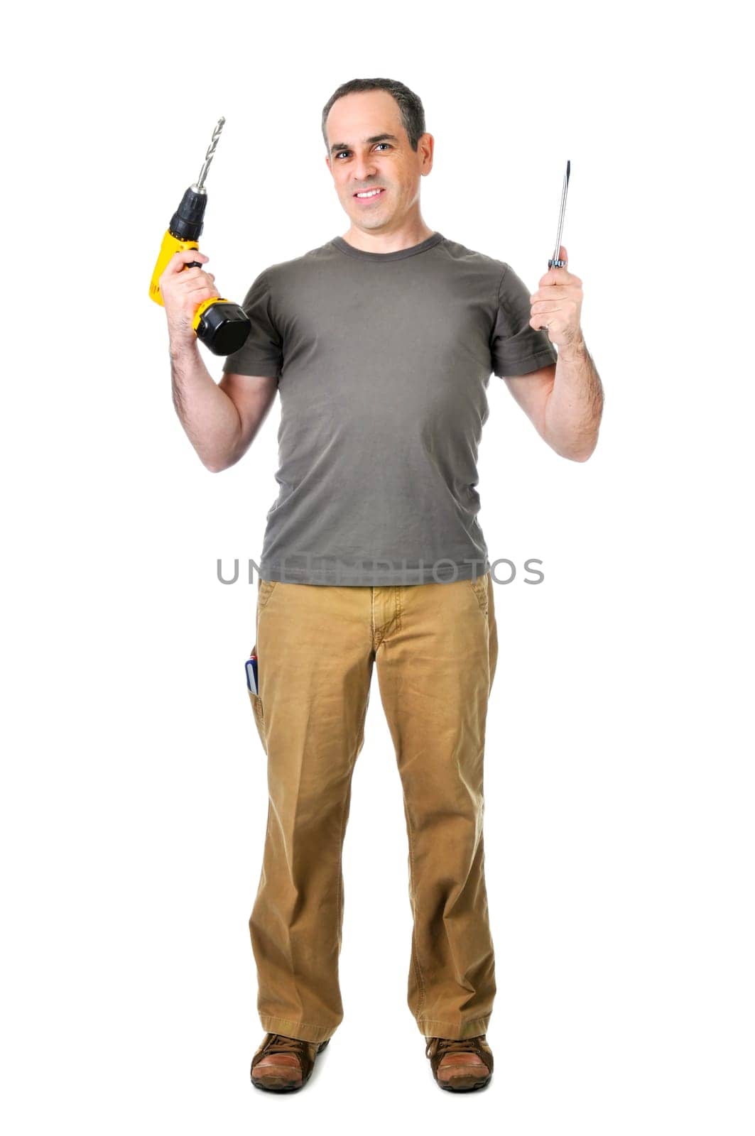 Handyman with a drill and screwdriver