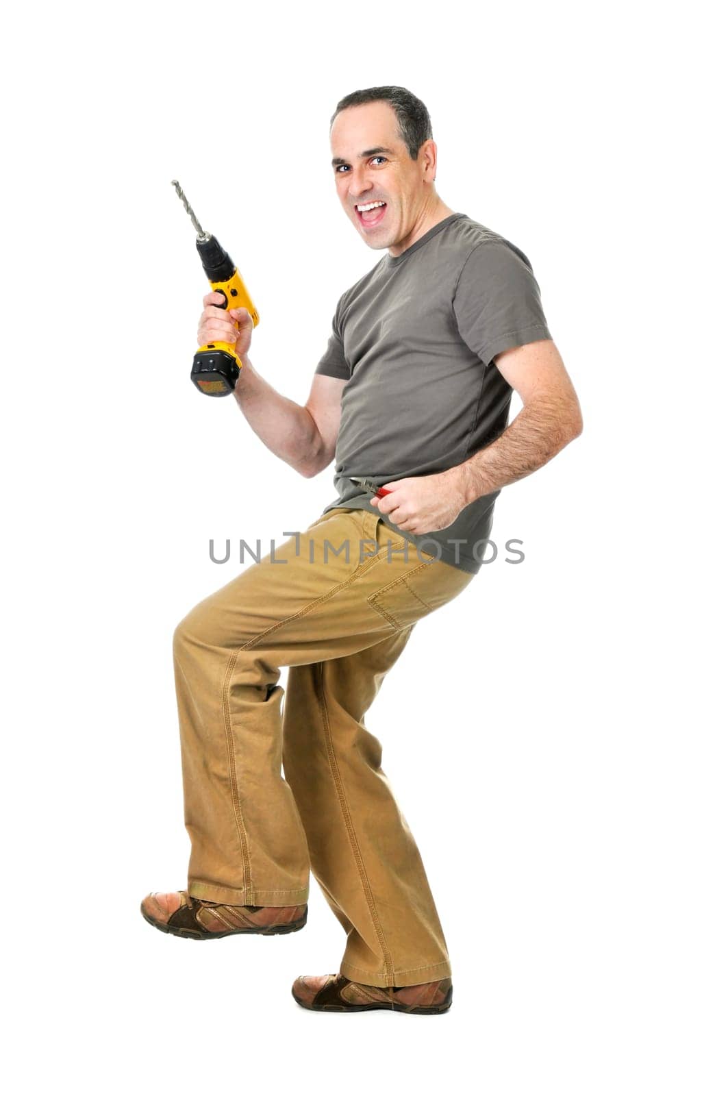 Handyman with a drill and wire cutters