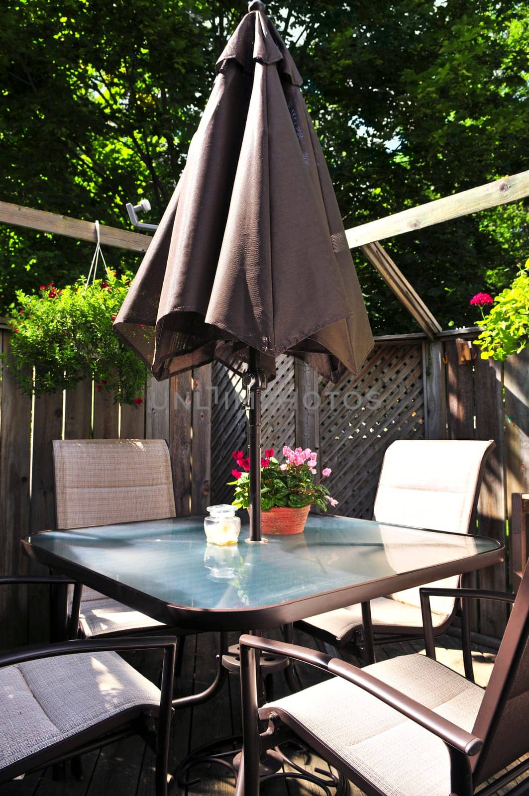Patio furniture on a deck