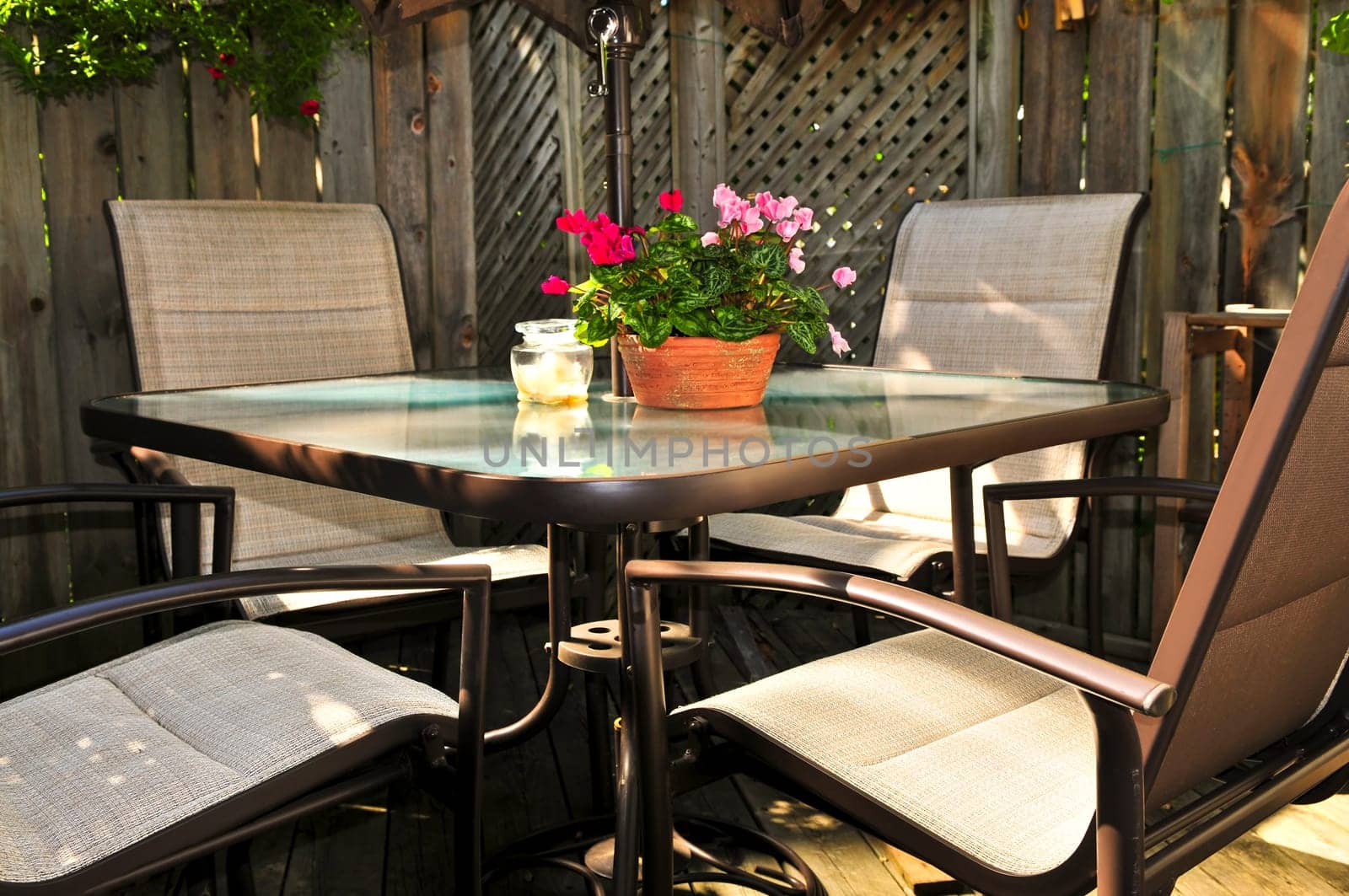 Patio furniture on a deck