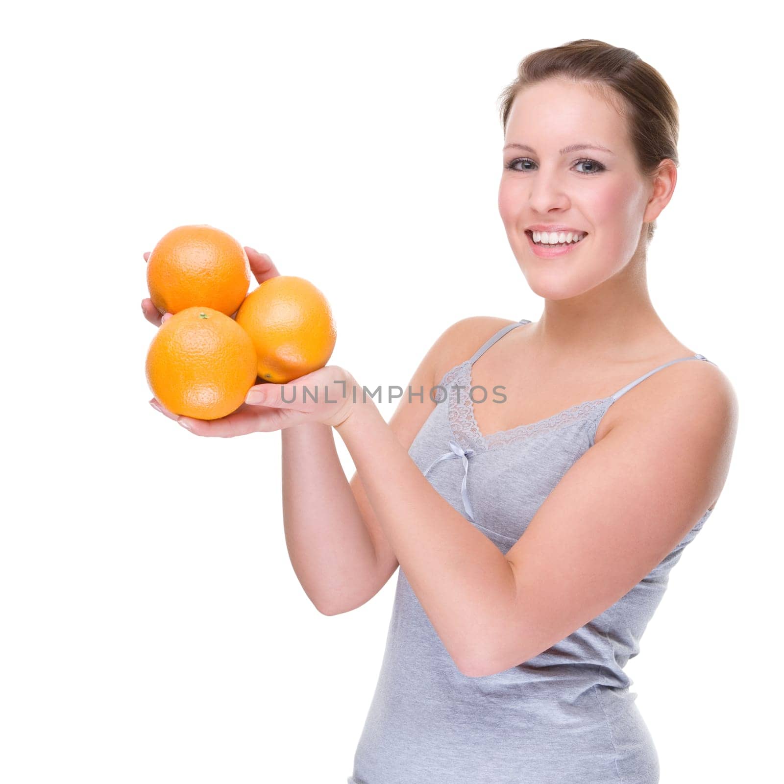 Young woman with orange