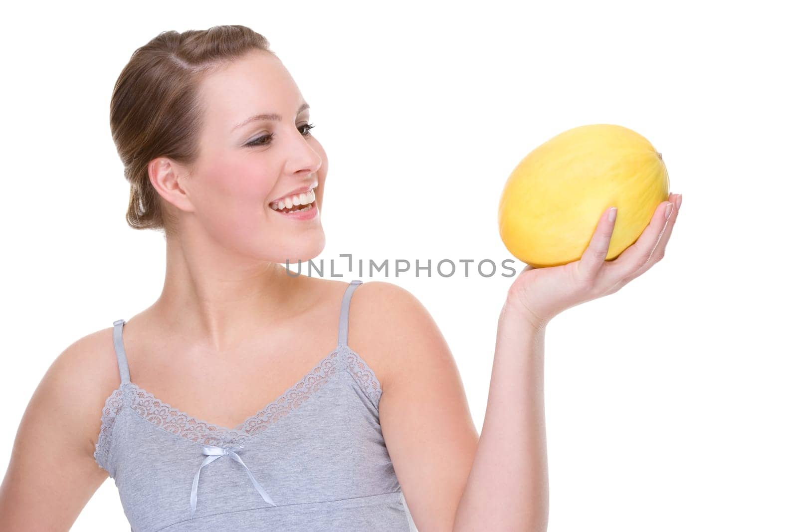 Young woman with melon