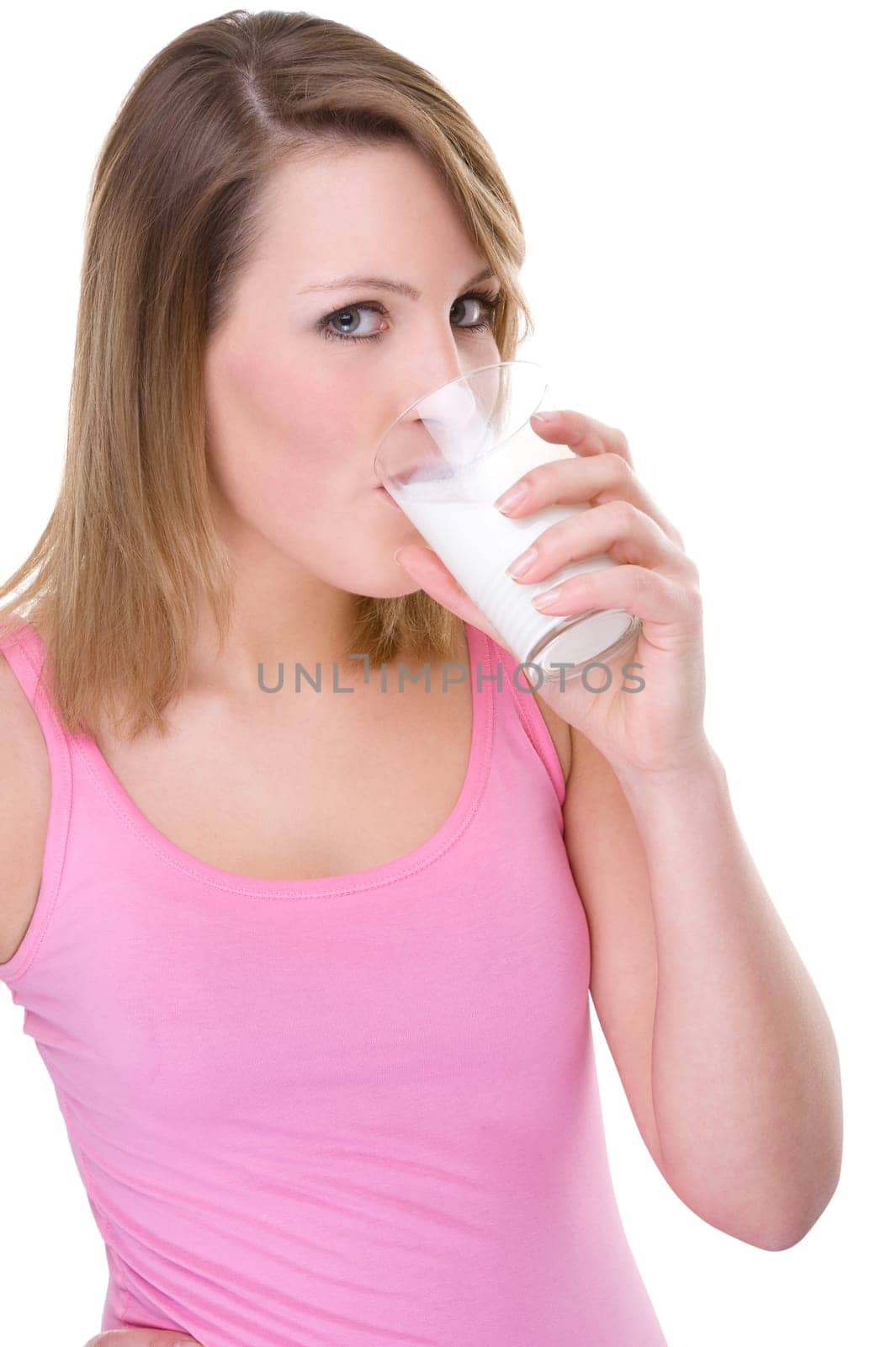 Young woman with glass of milk