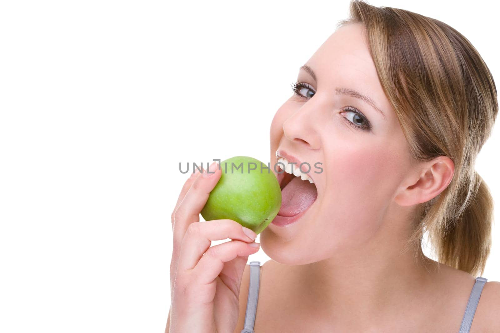 Young woman with apple