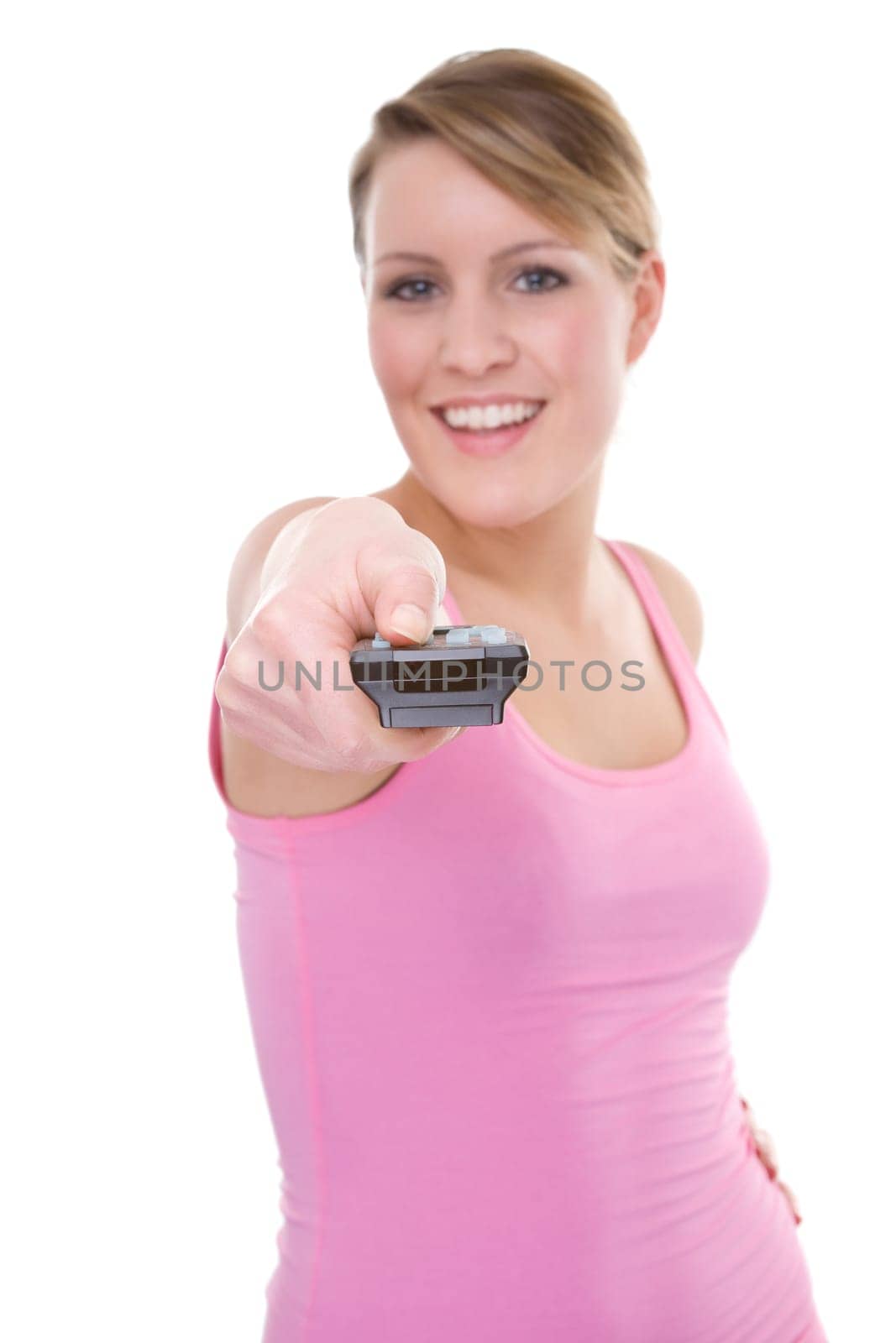 Woman with remote control