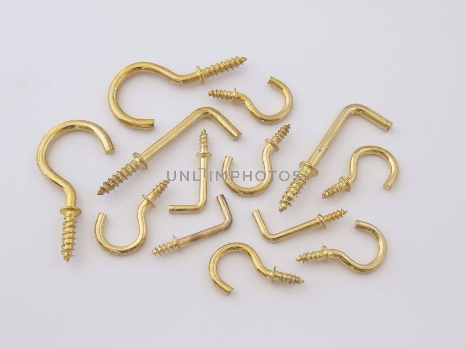 Assorted brass hookes.