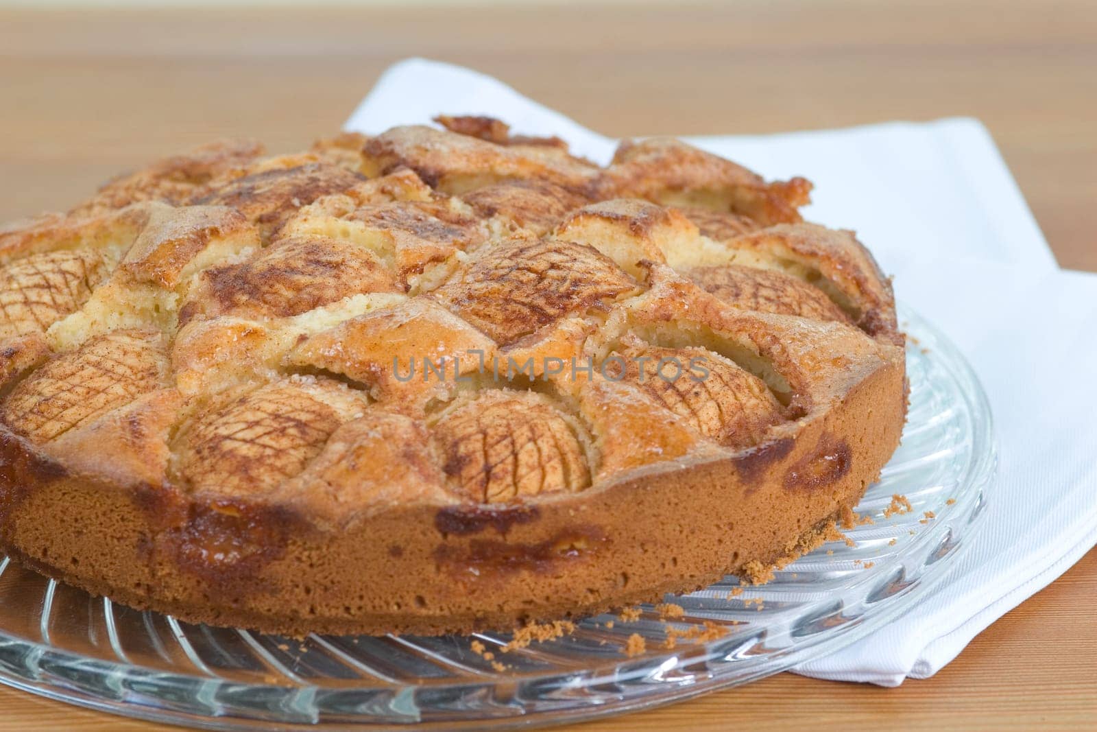 Apple pie on glass