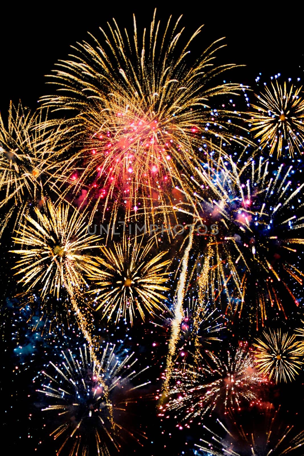 Colorful fireworks at night