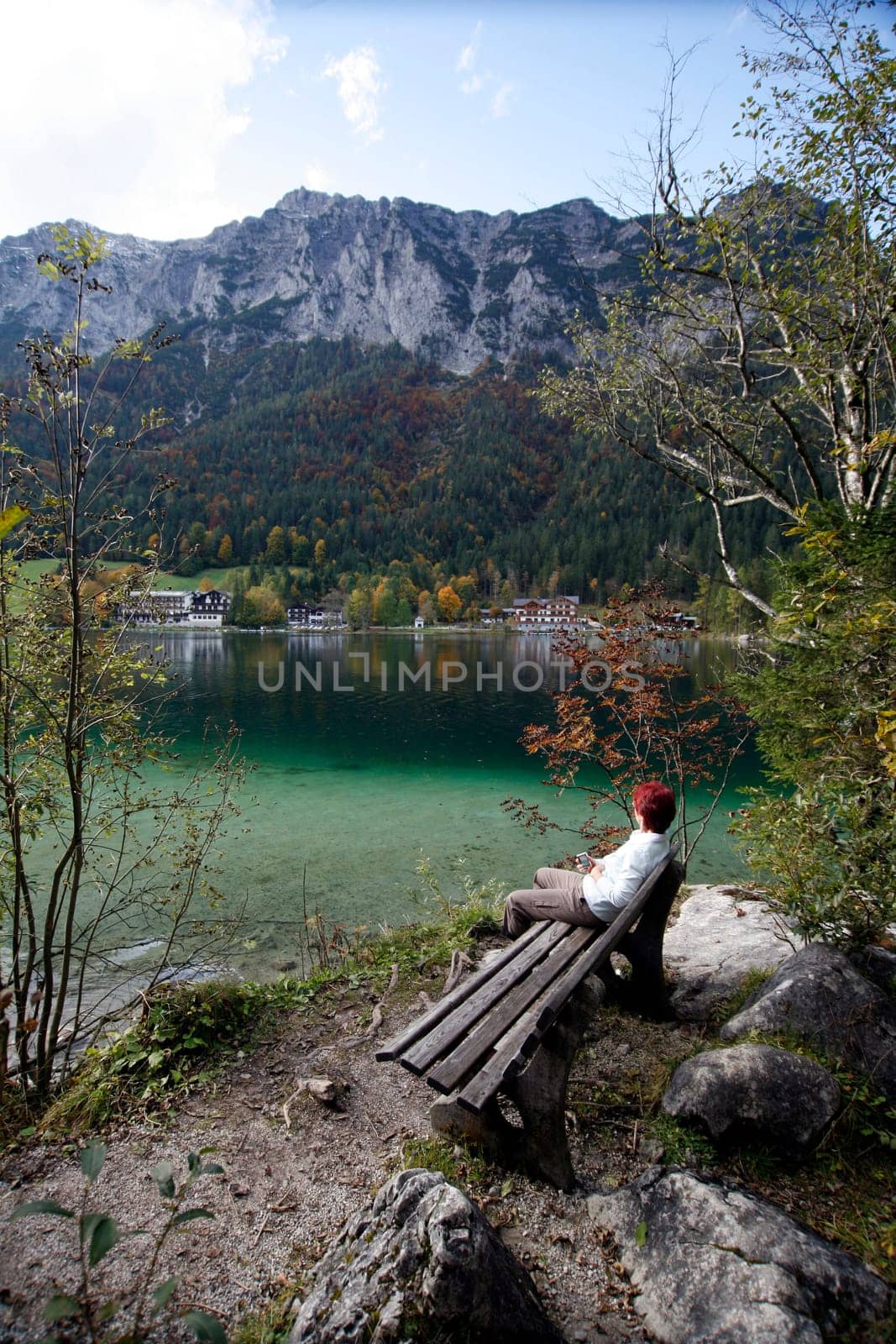 Hiker at the Hintersee