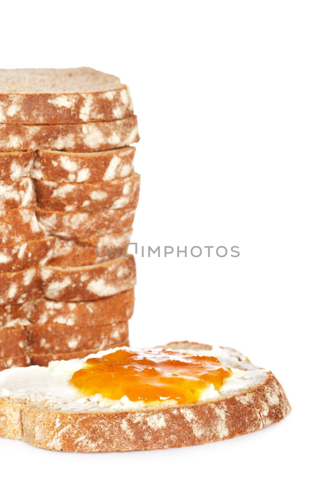Toast with butter and peach jam