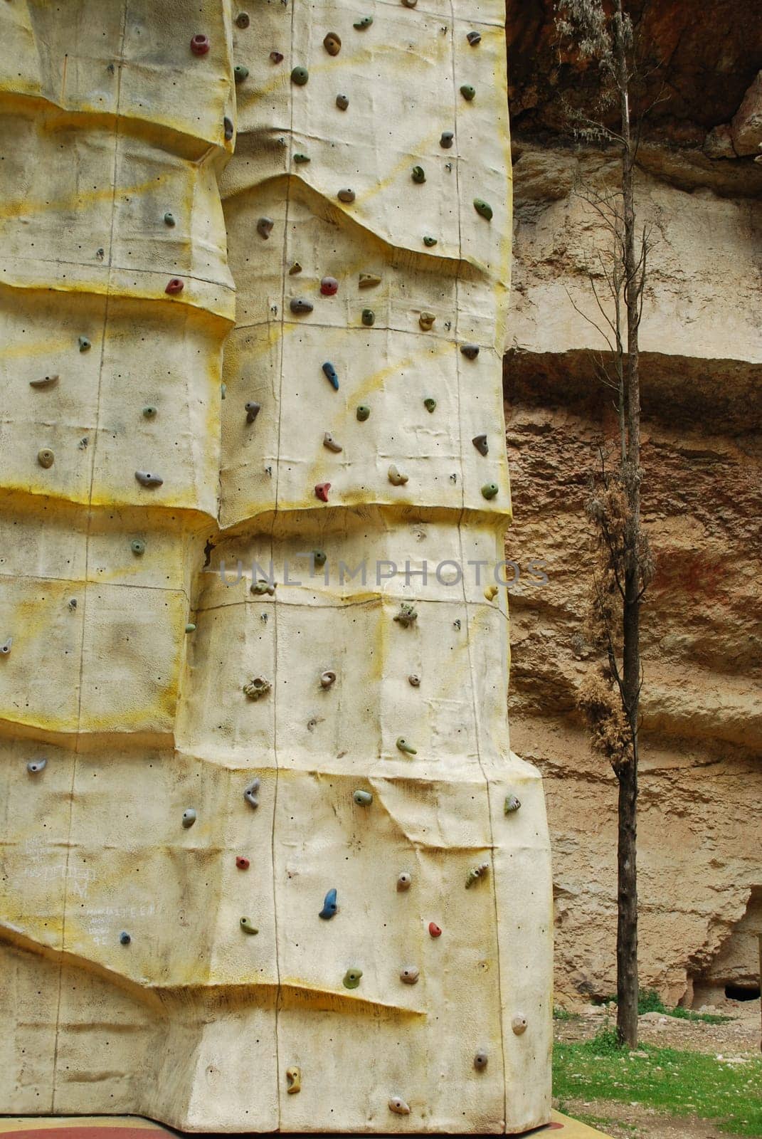 Climbing wall on a park