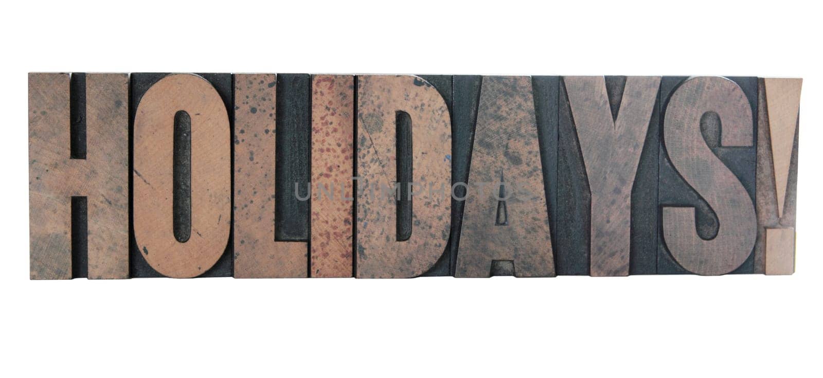 holidays in old letterpress wood type