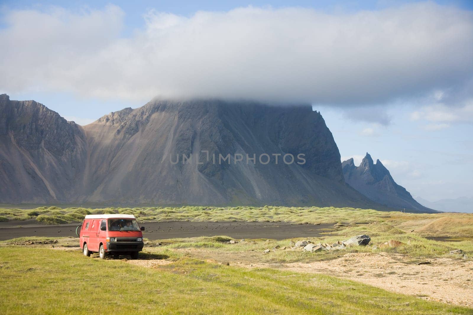 Driving over lava sand