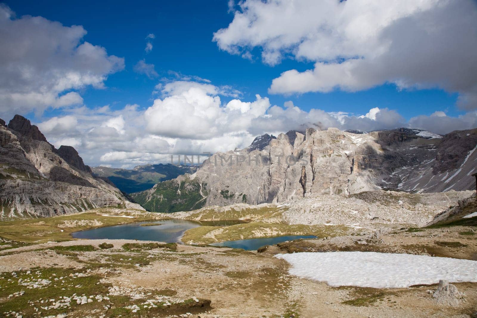 Snow and meltwater in the Dolomites