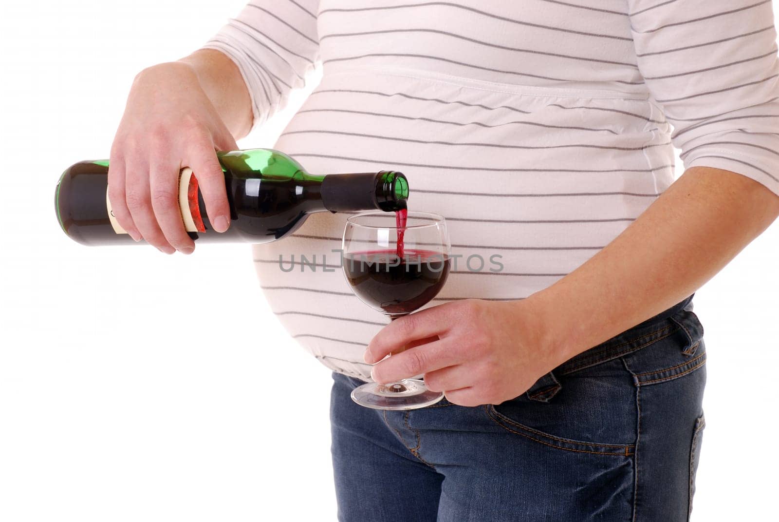 Pregnant woman with wine