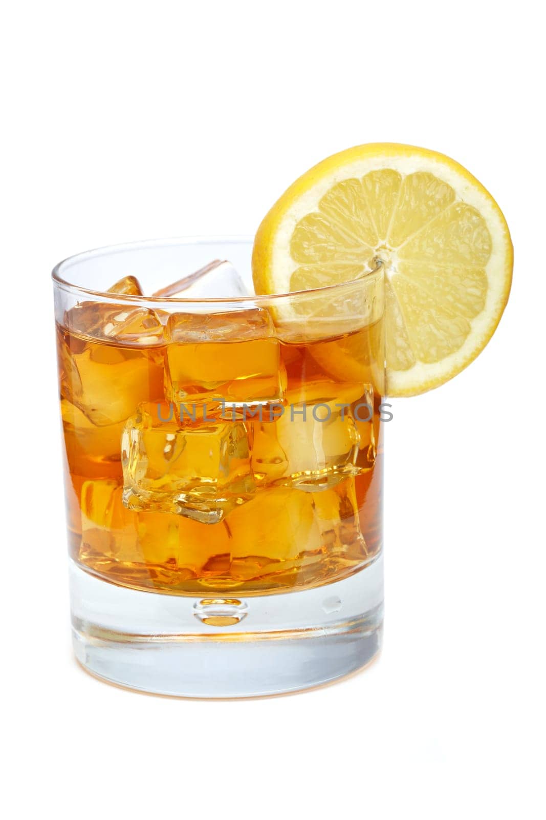 Glass of ice tea with lemon