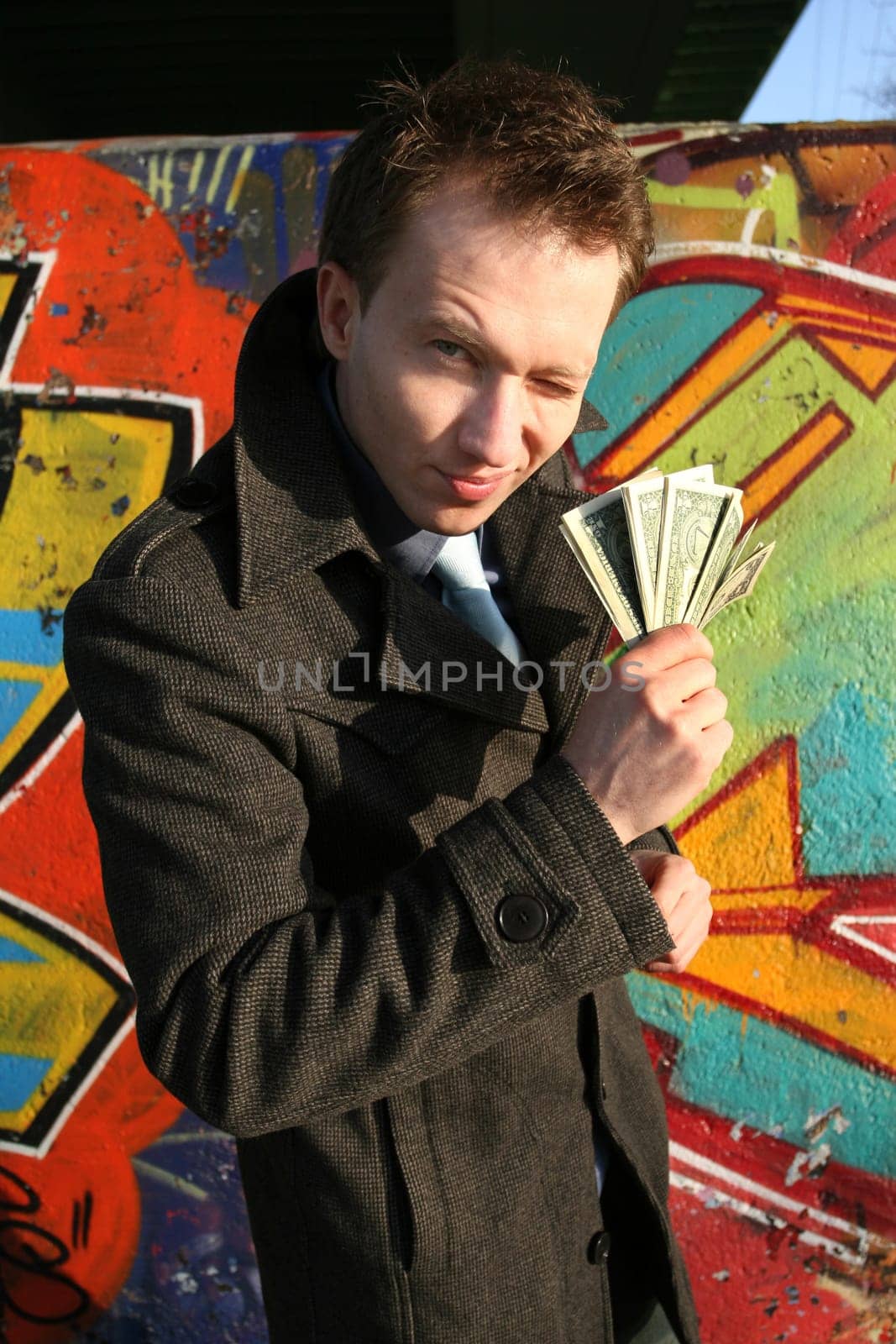 Man showing money